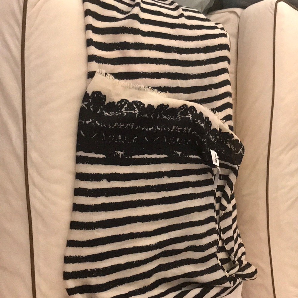 Black and cream striped long scarf/pashmina
